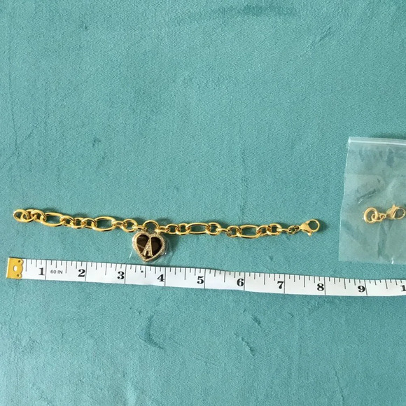 Crystal & 14K Gold-Plated Initial 'A' Heart Bracelet Feminine, Minimalist, Luxur - Picture 4 of 5